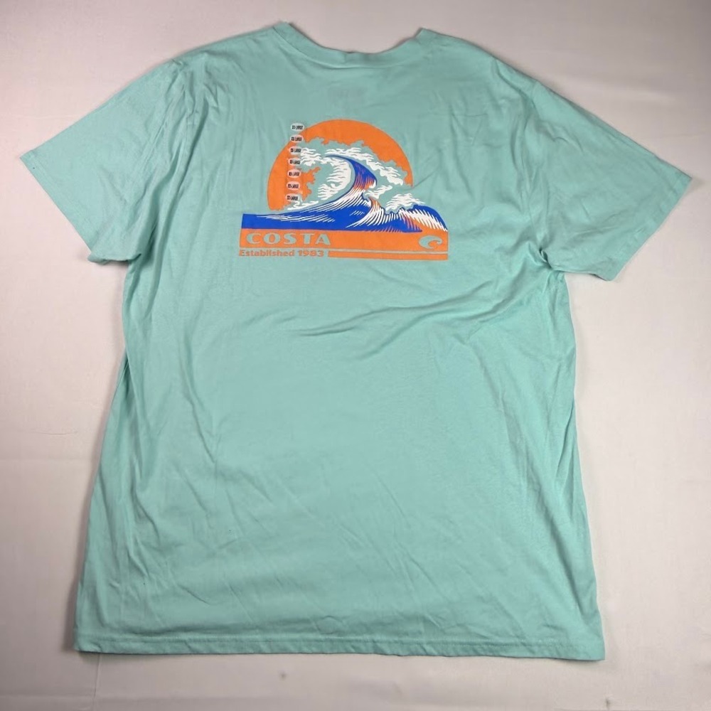 Costa Del Mar Rad Wave Graphic T-Shirt Mens XXL Chill Blue NWT Great Wave